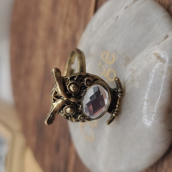Adjustable size band R532 owl ring bohemian boho - Picture 1 of 2